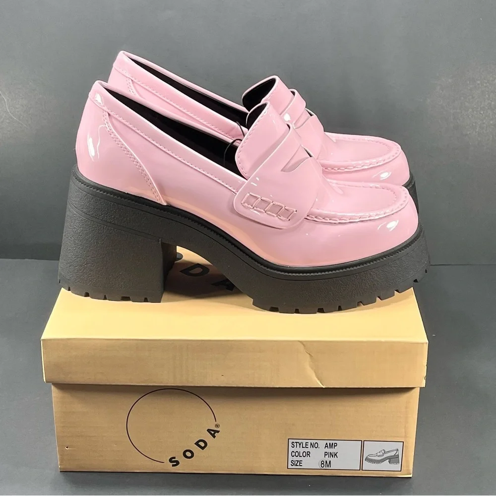 Pink Patent Platform Loafers size 8 new in box - Picture 6 of 7